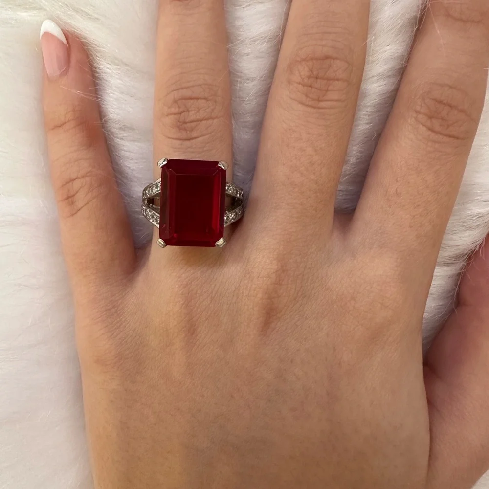Radiant Red Gemstone Women's Ring